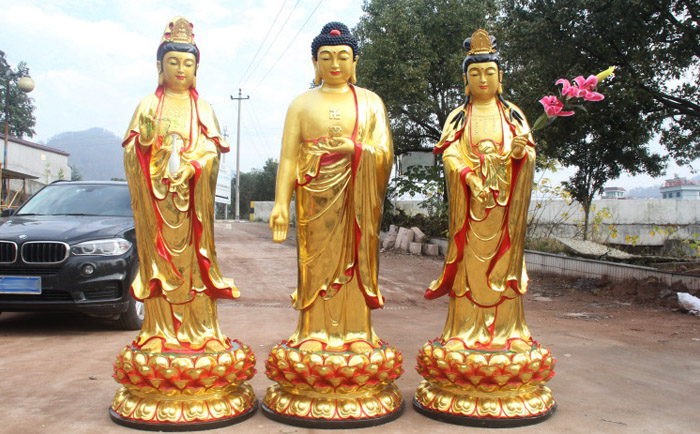 西方三圣銅佛像雕塑
